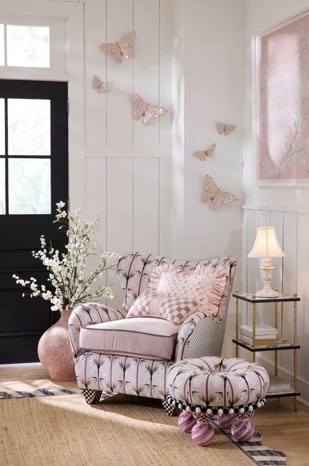 Rosy Check Wall Decor Butterfly Duo