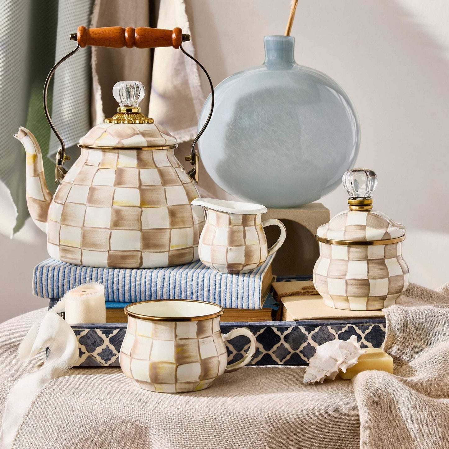 MacKenzie-Childs Mocha Check Little Creamer