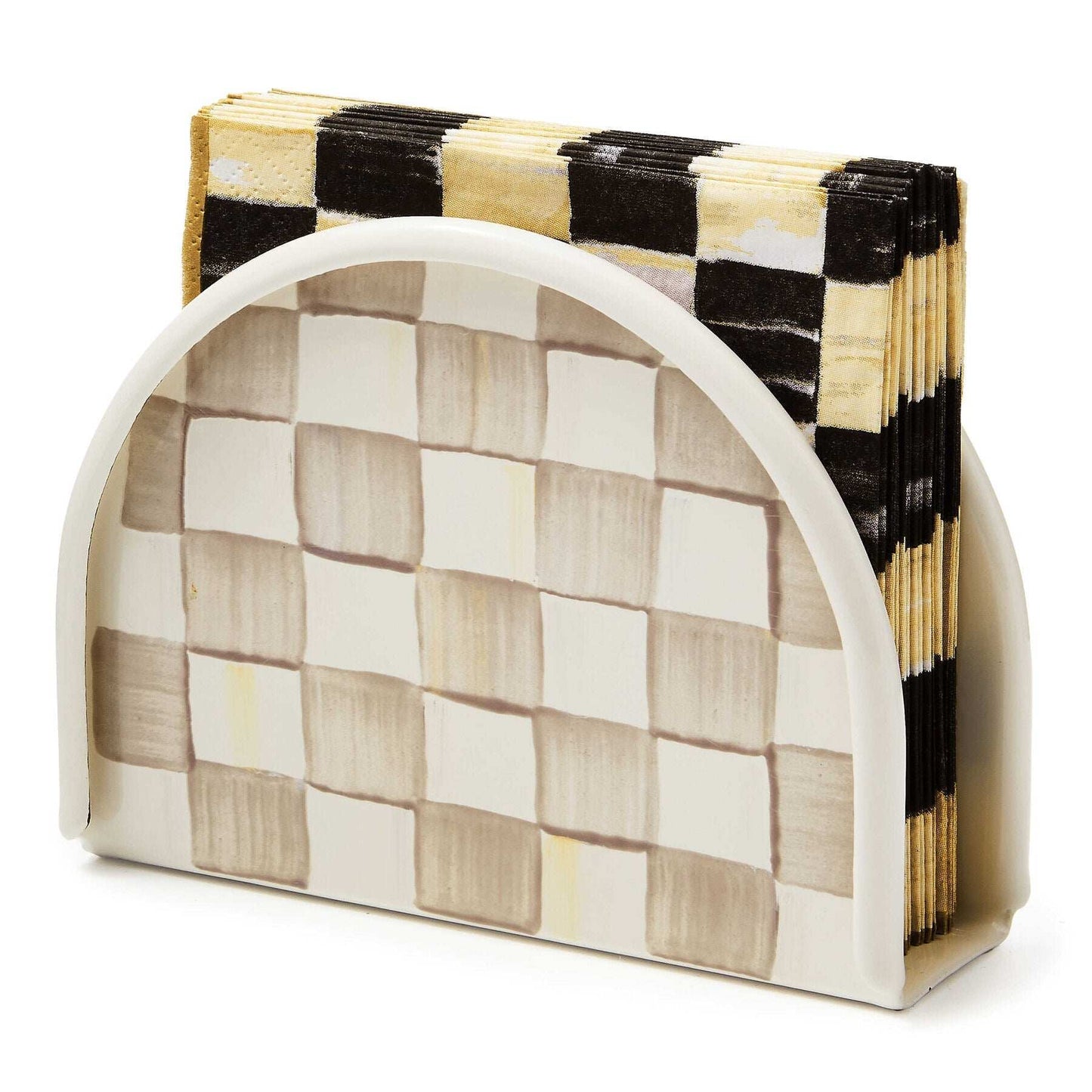 Mocha Check Napkin Holder MacKenzie-Childs