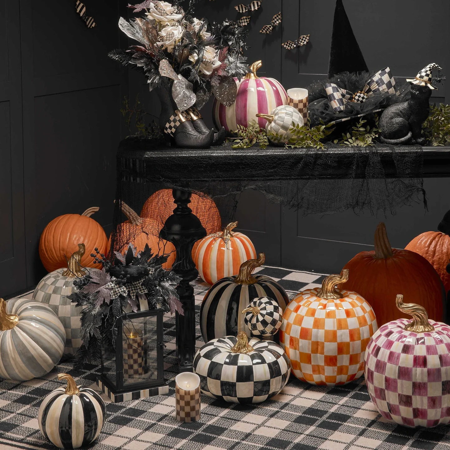 🎉Limited Time Promotion💝Buy 2 Get 2 FREE✨MacKenzie- Childs Medium Stripe and Large Check Pumpkins