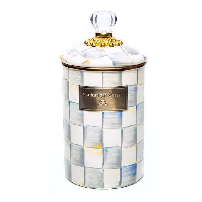 Sterling Check Enamel Canisters