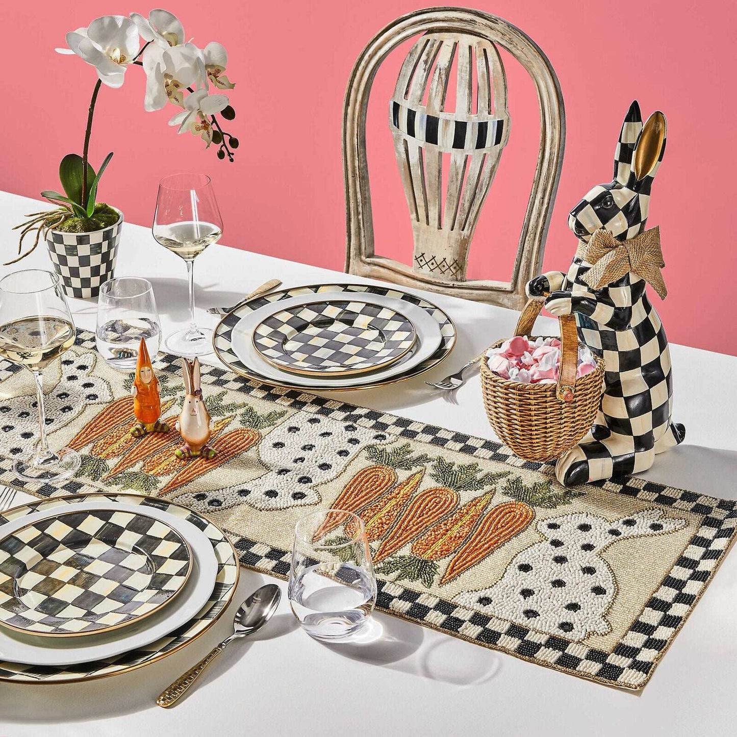Luxury Dining - Courtly Check Enamel Dinner Plate by Mackenzie Childs