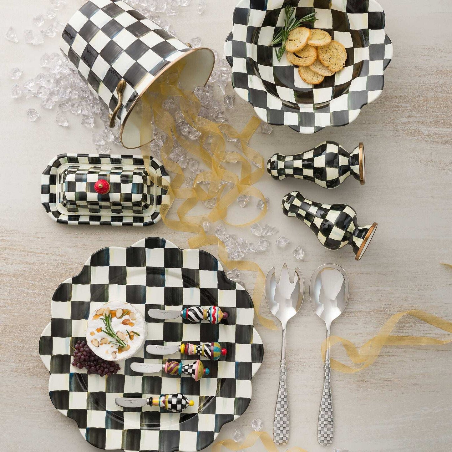 Courtly Check Enamel Butter Box by Mackenzie-Childs