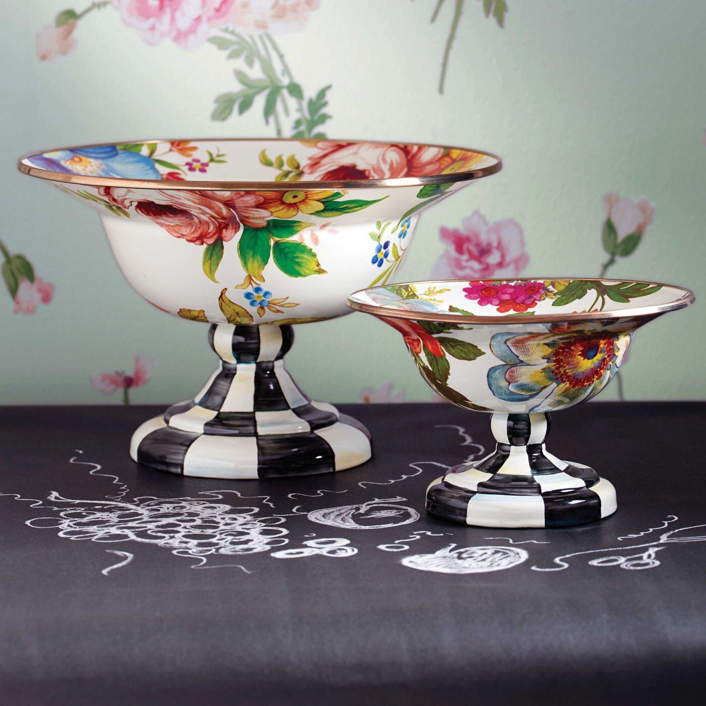 Mackenzie-Childs Flower Market Large Compote - White