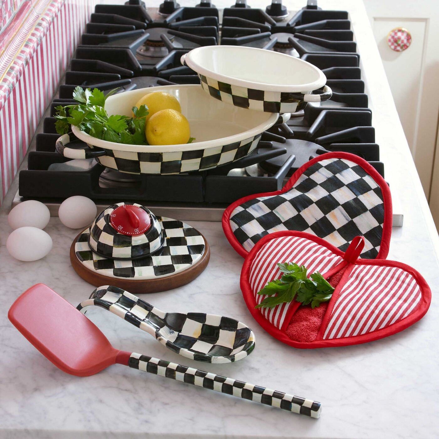 Mackenzie-Childs Courtly Check Medium Oval Gratin Dish