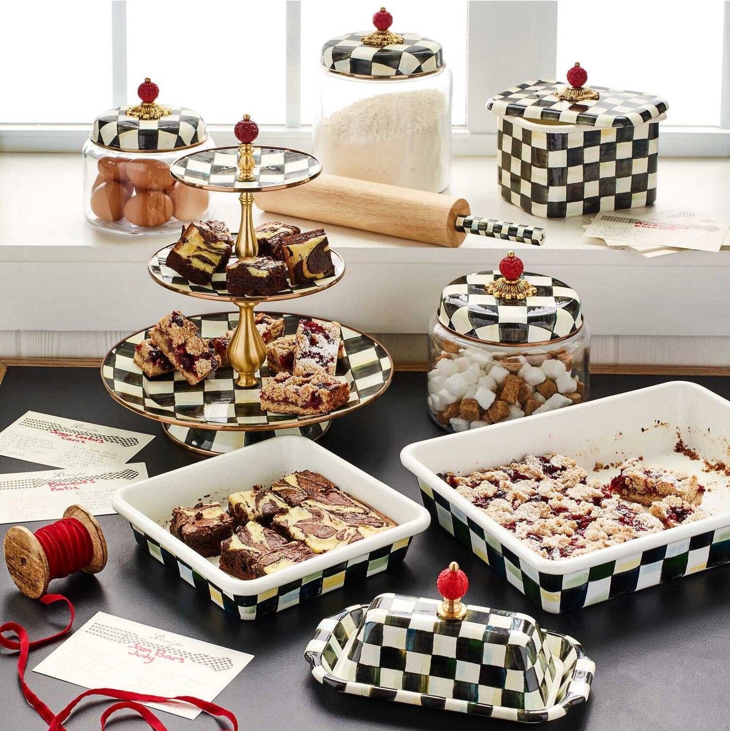 Courtly Check Enamel Three Tier Sweet Stand