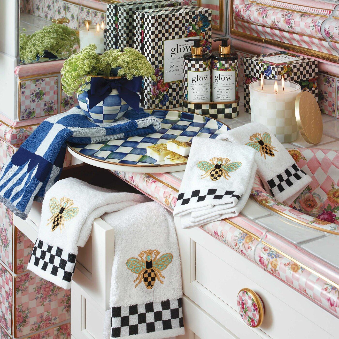 MacKenzie-Check Royal Check Round Tray