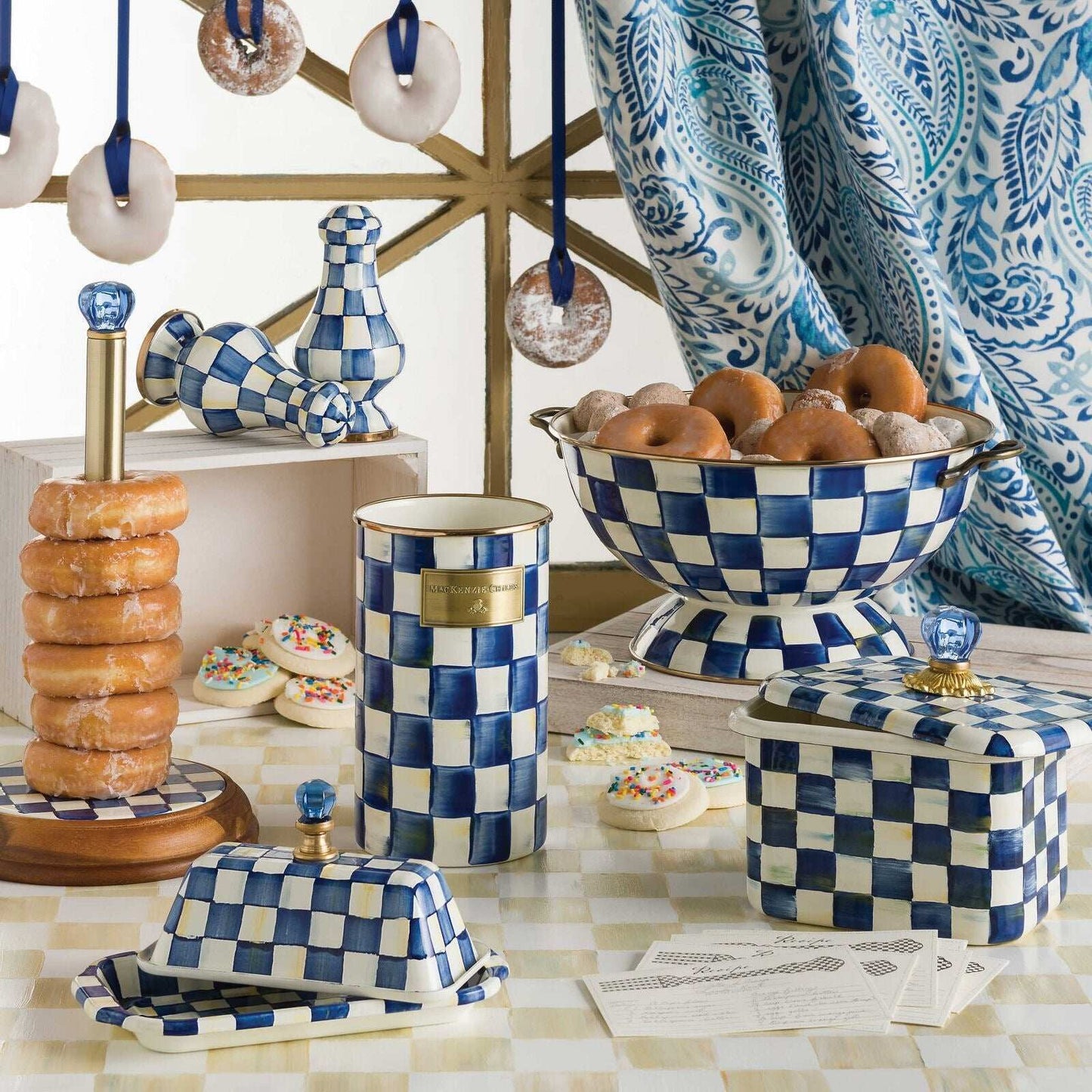Royal Check Blue Enamel Butter Box by Mackenzie-Childs