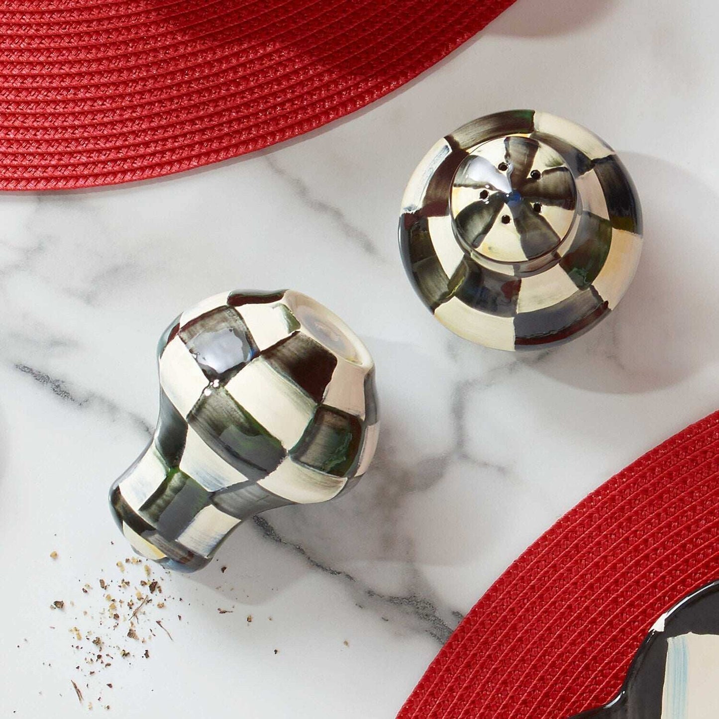 MacKenzie-Childs Courtly Check Enamel Salt & Pepper Shakers