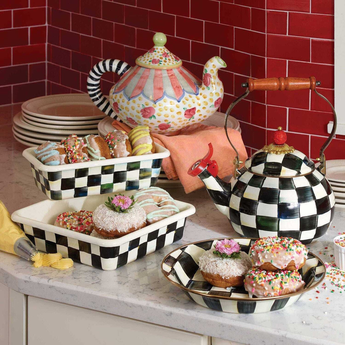 MacKenzie-Childs Courtly Check Whistling Tea Kettle