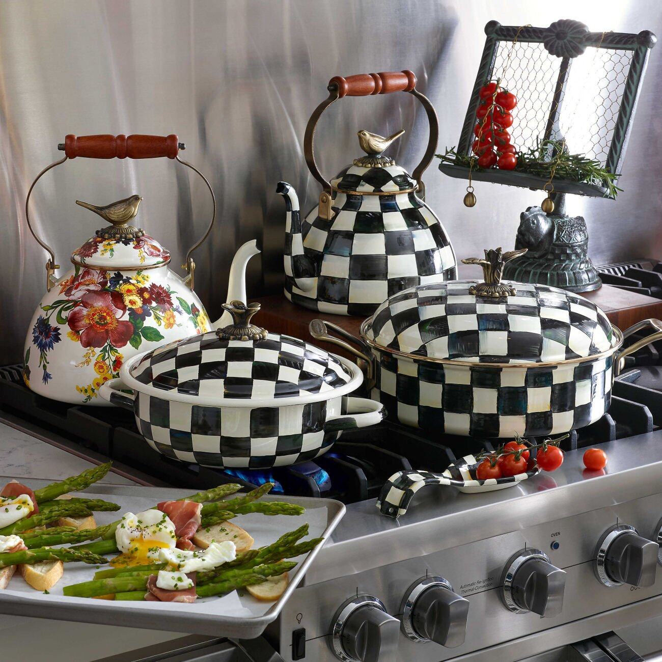 Mackenzie-Childs Courtly Check Enamel 5 Qt. Casserole