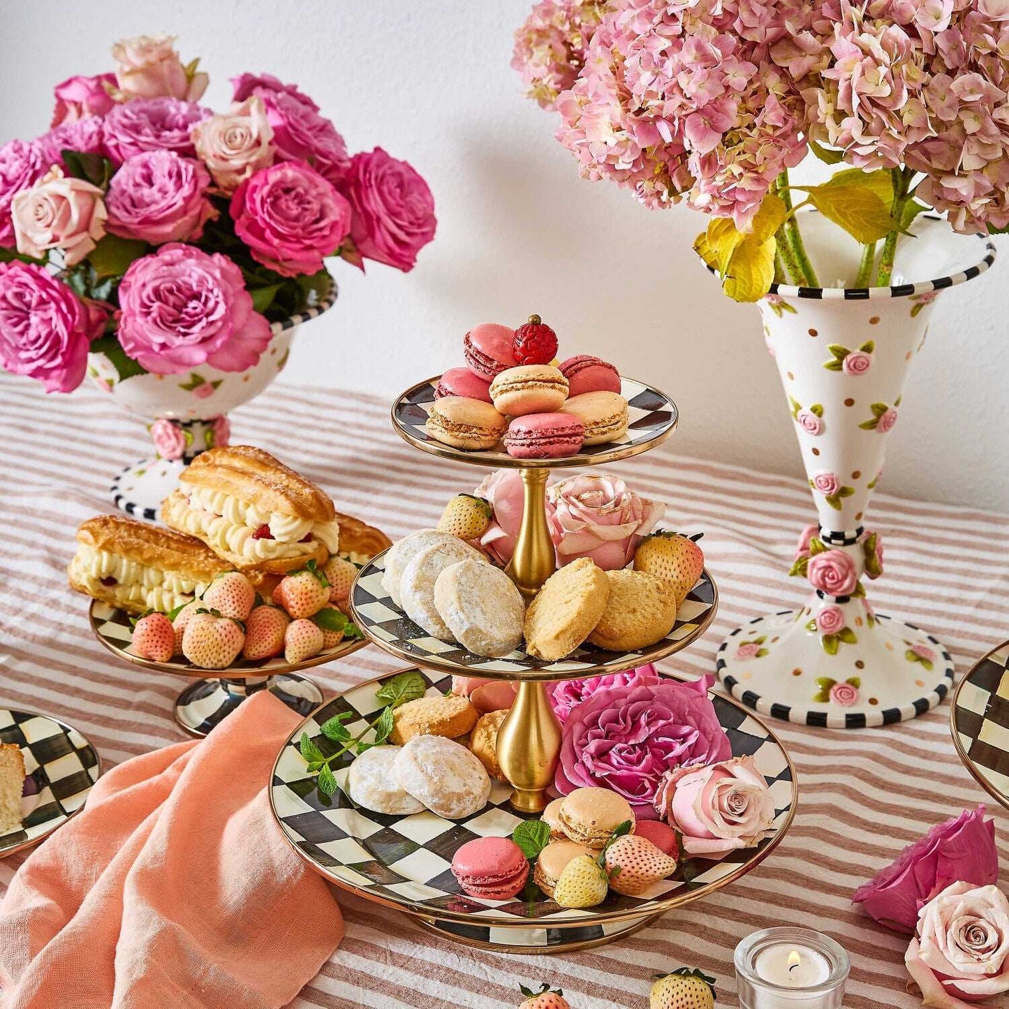Courtly Check Enamel Three Tier Sweet Stand
