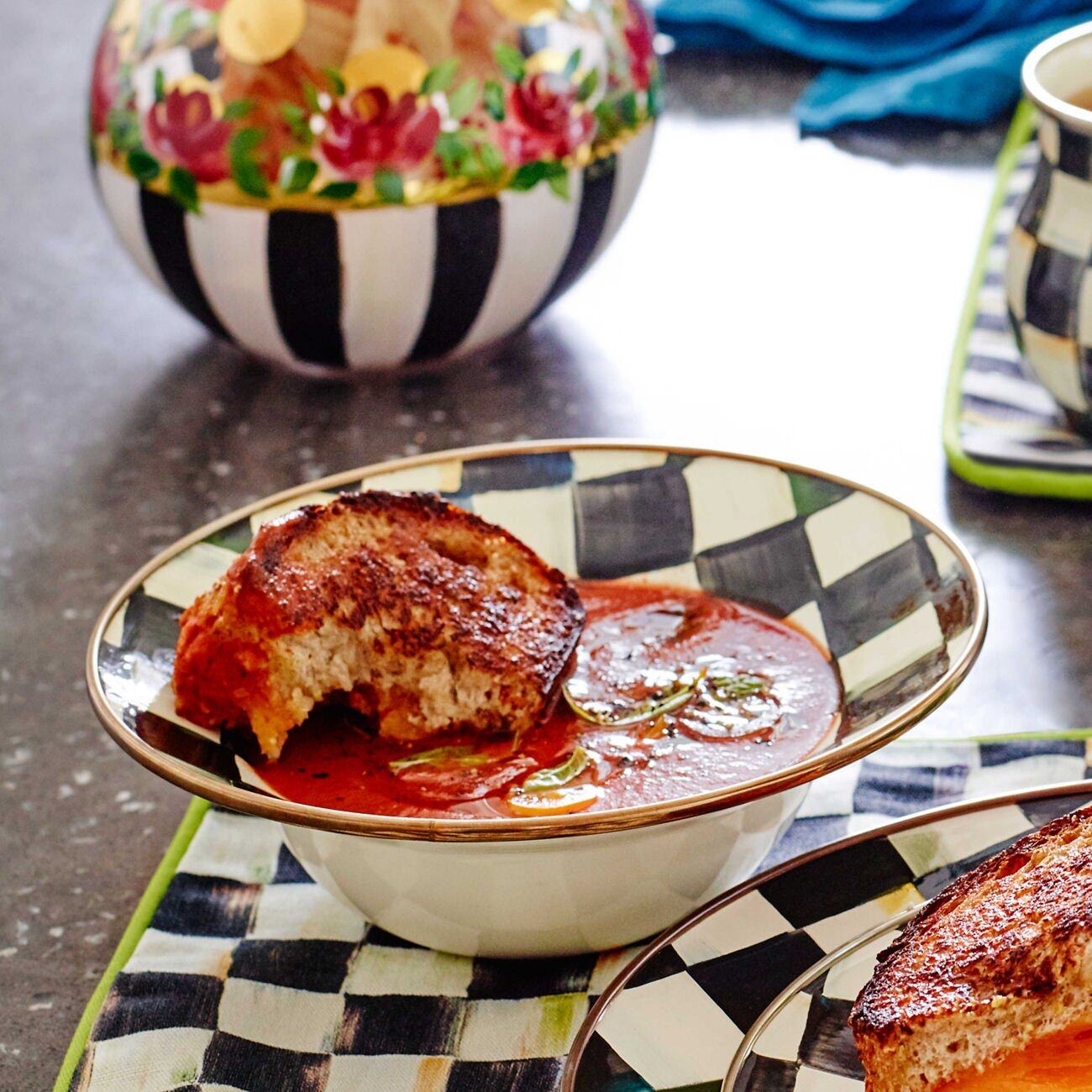 Courtly Check Enamel Breakfast Bowl