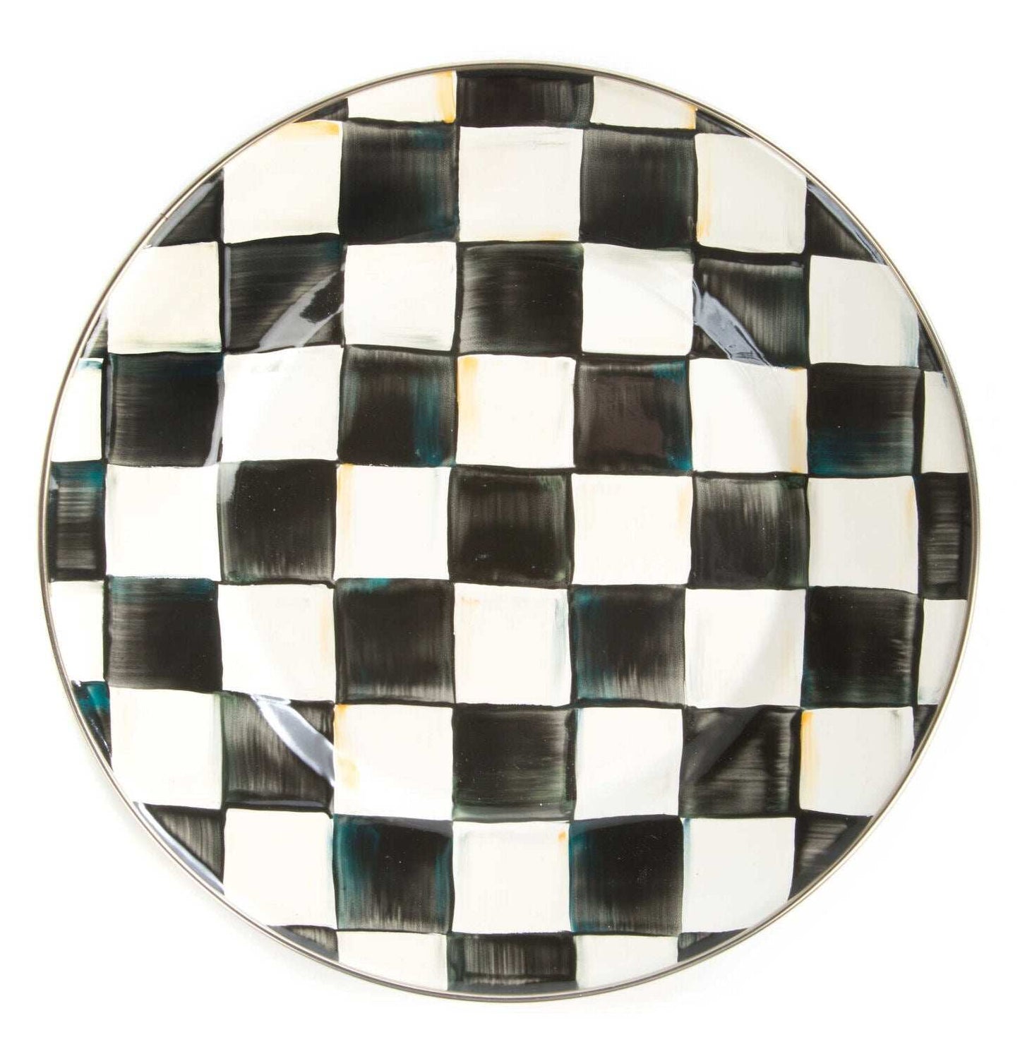 Luxury Dining - Courtly Check Enamel Dinner Plate by Mackenzie Childs