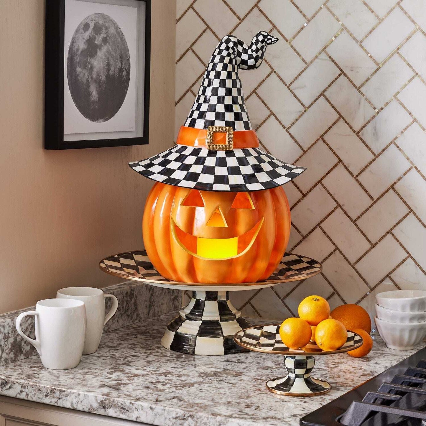 Courtly Check Mini Pedestal Platter by Mackenzie-Childs