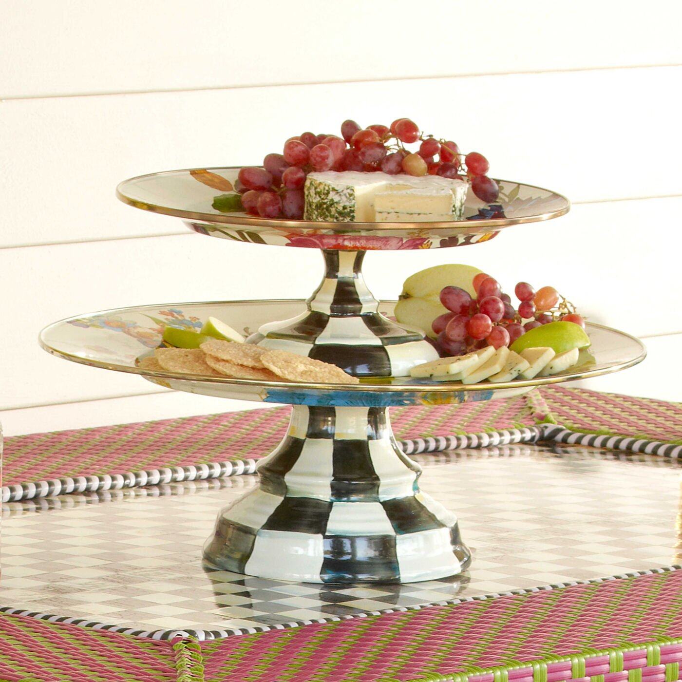 Flower Market Pedestal Platter Large - White