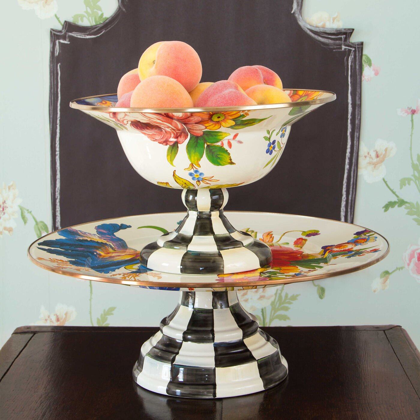 Flower Market Pedestal Platter Large - White