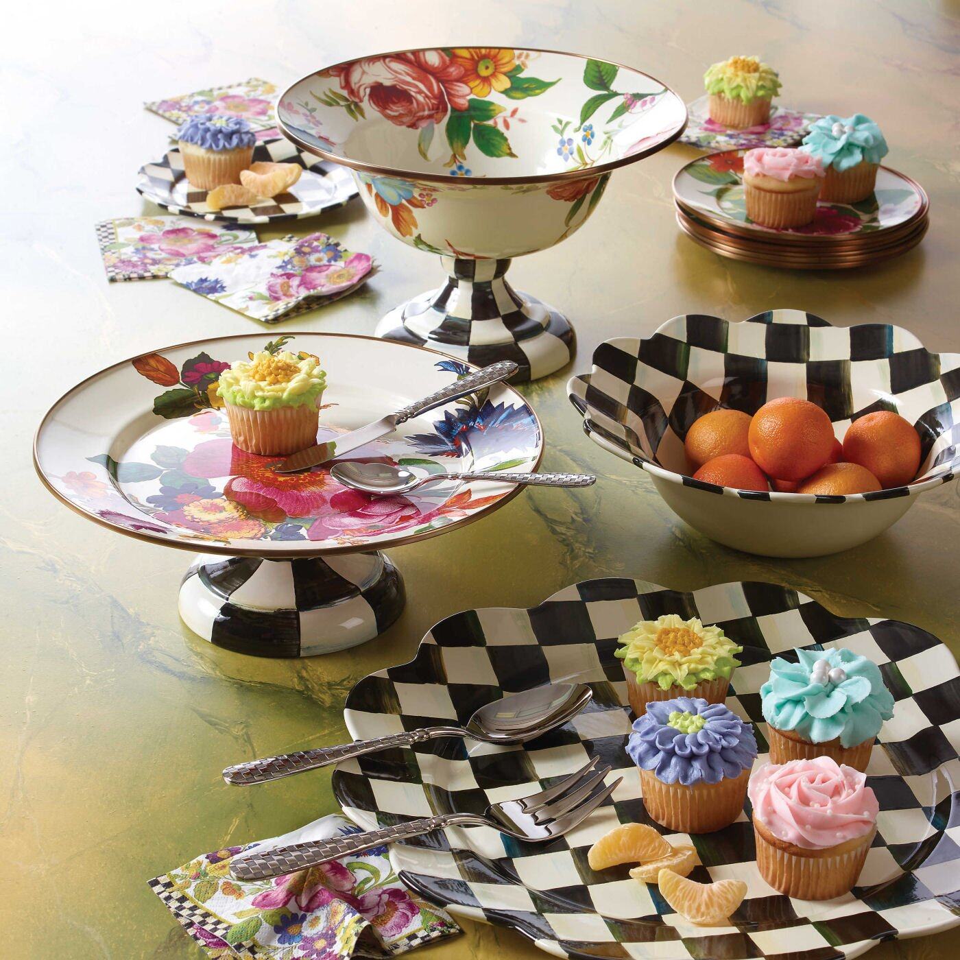 Mackenzie-Childs Flower Market Large Compote - White