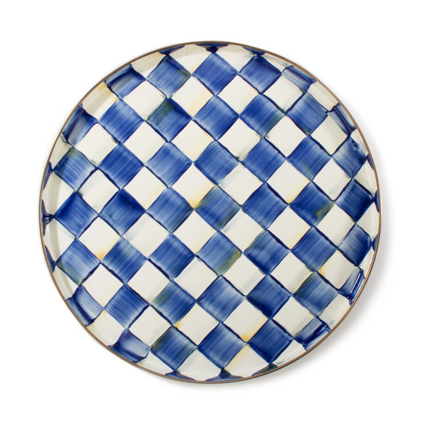 MacKenzie-Check Royal Check Round Tray