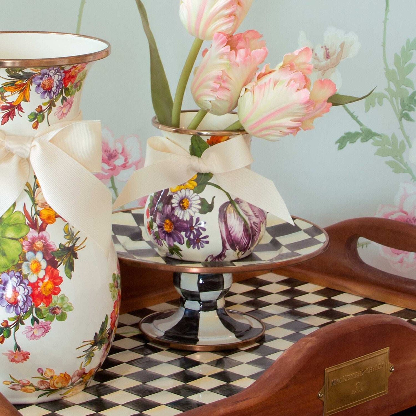 Courtly Check Mini Pedestal Platter by Mackenzie-Childs