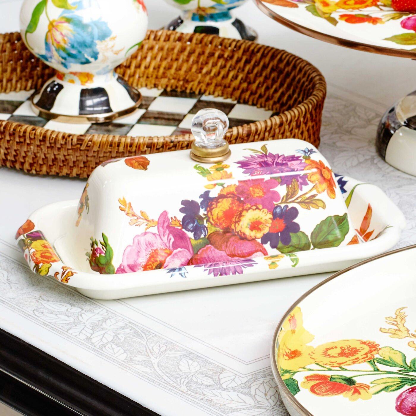 Flower Market Butter Box - White by Mackenzie-Childs