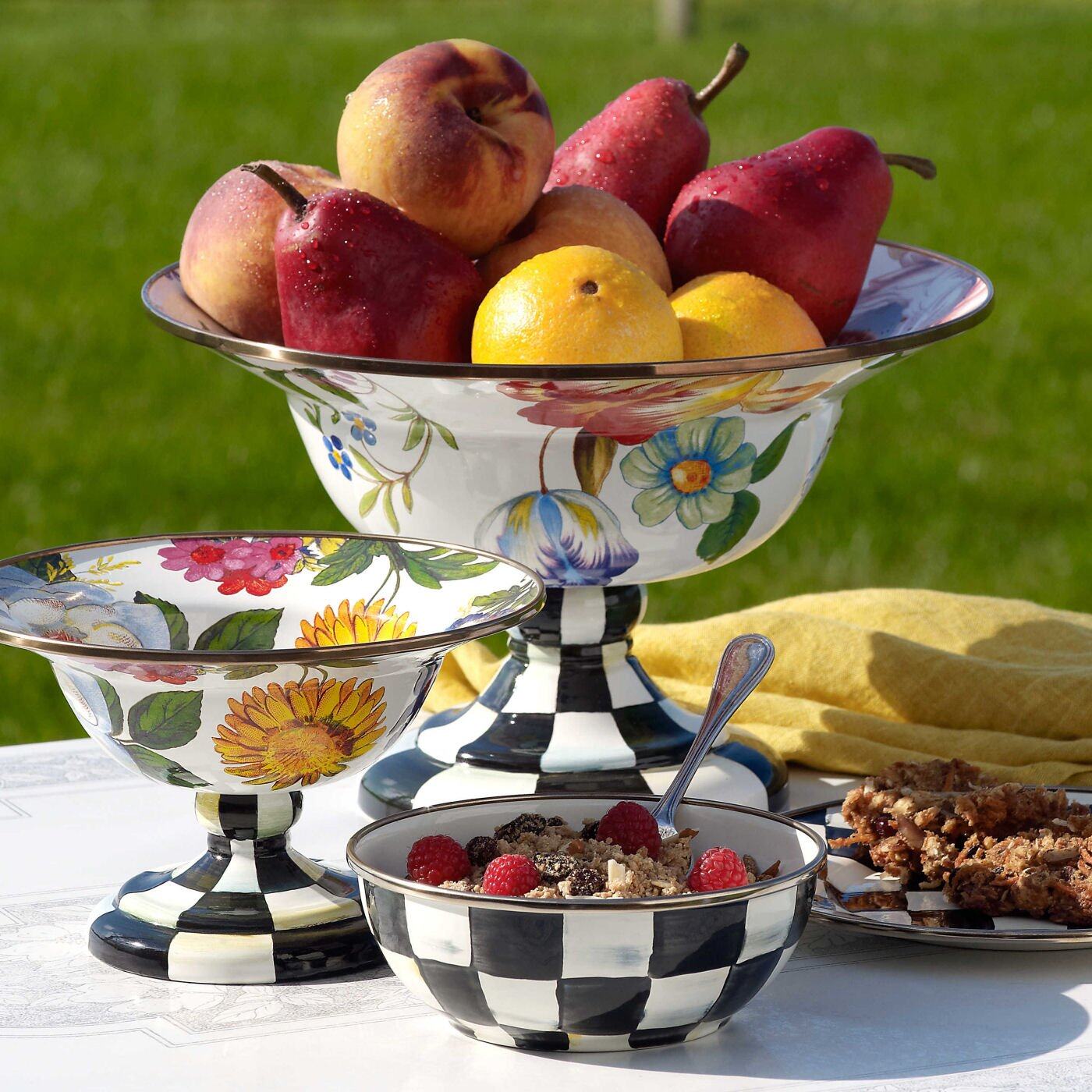 Mackenzie-Childs Flower Market Large Compote - White