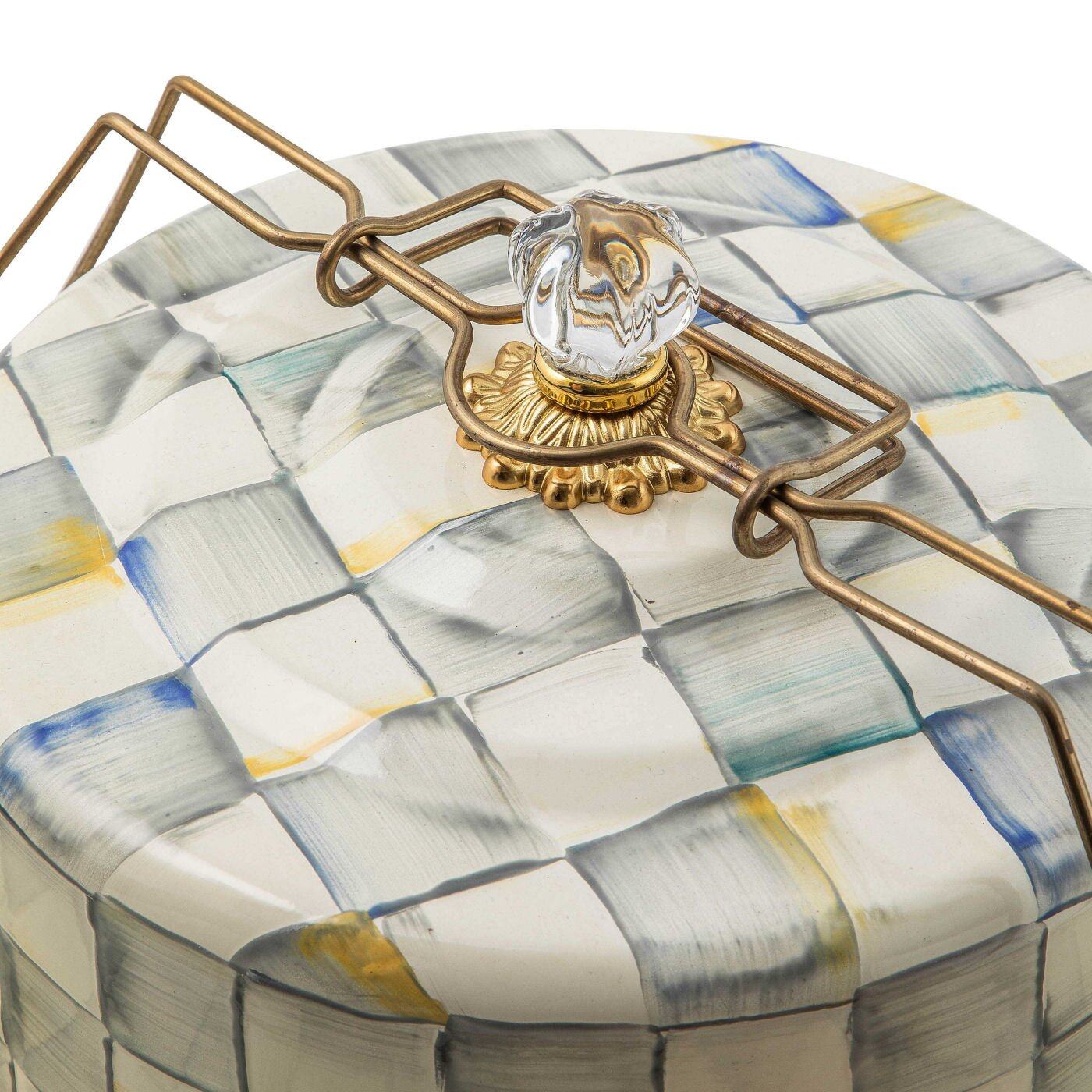 Sterling Check Cake Carrier by MacKenzie-Childs