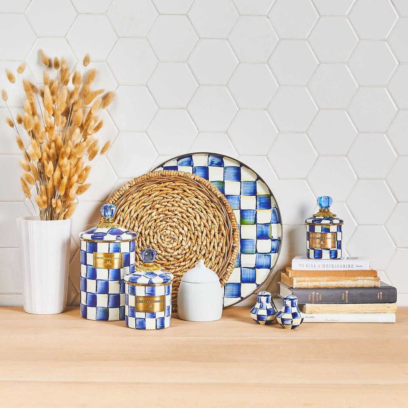 MacKenzie-Check Royal Check Round Tray